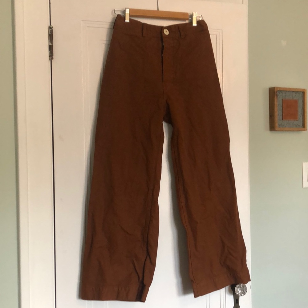 Jesse Kamm Wide Leg Pants in Burnt Brown